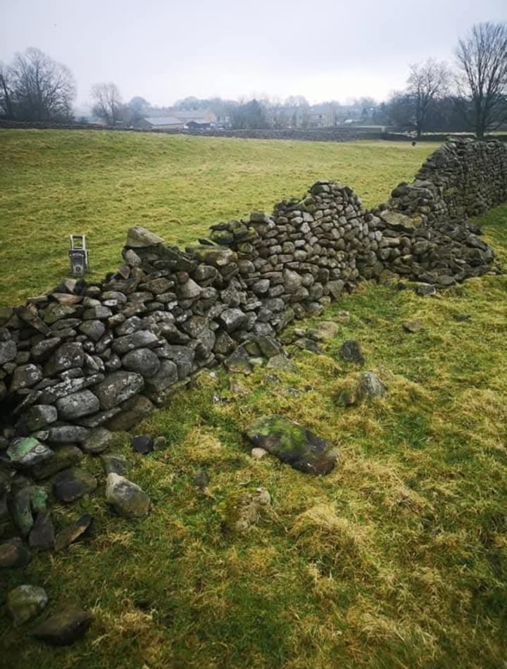 Dry Stone Housing estate boundary wall, Long Preston