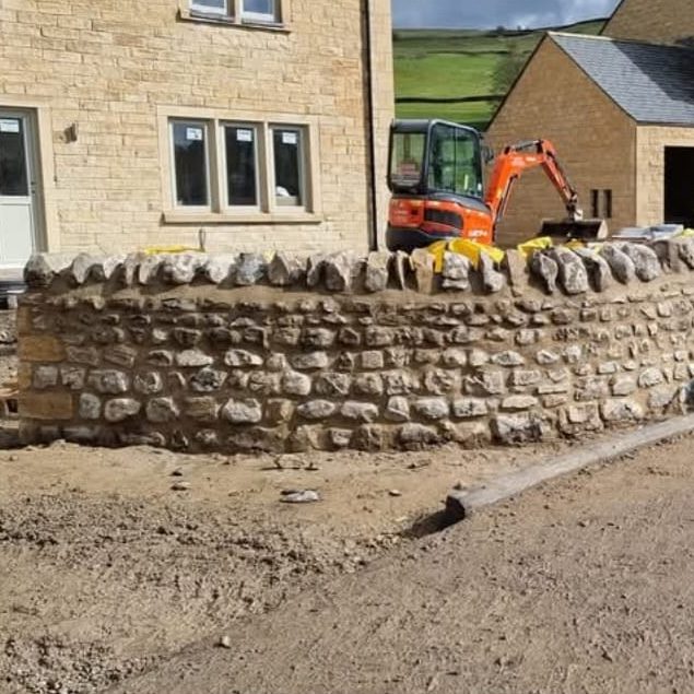 mortared stone wall