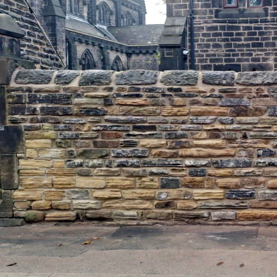 Mortared wall repair, Leeds